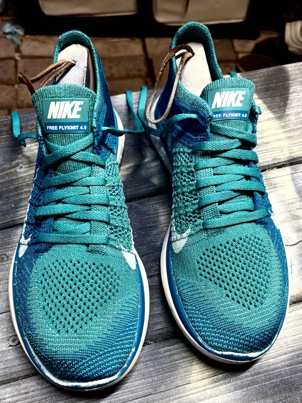 Nike Men’s Free Flyknit 4.0 Sneakers - Teal/Blue size 8